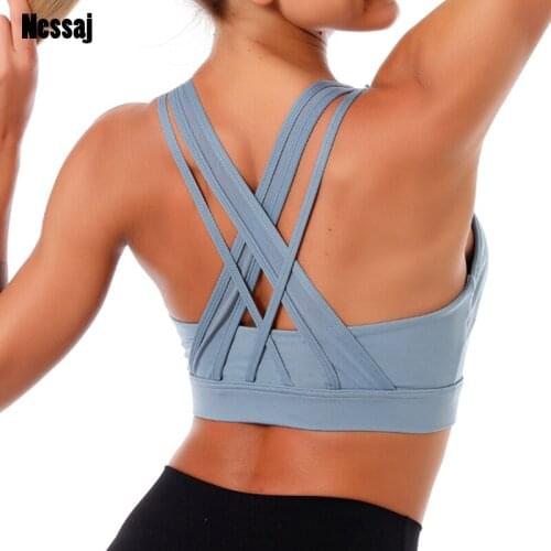 Nessaj Fitness Bra Female Sexy Underwear Sports Bra Woman High Elastic Push Up Gym Workout Running Vest Tops Shockproof Bra