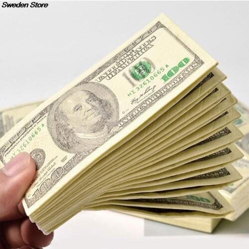 New 10 Pcs/Set Creative 100 Dollars Money Napkins Paper Toilet Bath Party Supplies
