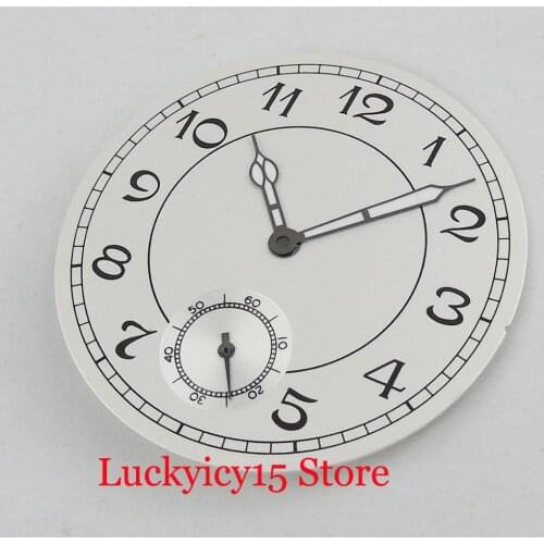 New White 38.9mm Watch Dial + Black Watch Pointer Fit for Hand Winding Movement