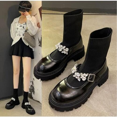 British style autumn 2021 new Mary Jane boots, socks boots, fashion ankle boots, womens boots