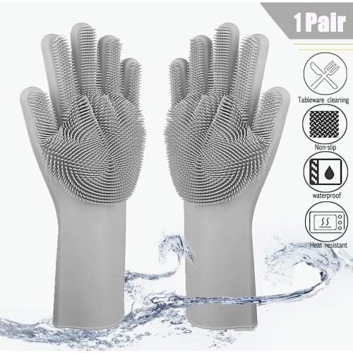 A pair Rubber Kitchen Dishwashing Gloves Cleaning Dish Fruit Washing Gloves For Kitchen Household Car Pet Glove FDA One Size