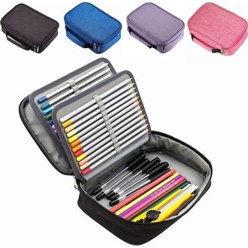 Canvas School Pencil Cases for Girls Boy Pencil Case 72 Holes Pen Box Multi Function Storage Bag Case Pouch school supplies