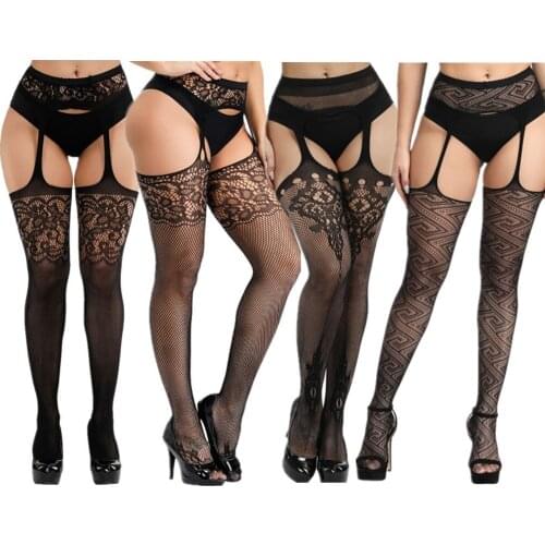 DOIAESKV Sexy Women Crotchless Tights Elastic High Waist Transparent Stockings Lingerie Garter Fishnet Pantyhose Open Crotch