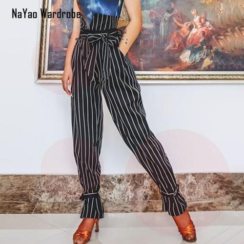 Latin Dance Dress Women Striped Design Latin Dance Trousers for Ballroom Samba Tango Chacha Performamnce Dancing Pants DL583