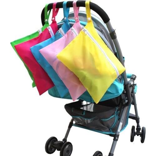 Portable Oxford Baby Diaper Bag Waterproof Small Wet Bags for Mommy Hang Travel dirty clothes storage bag Solid Color 30*25cm