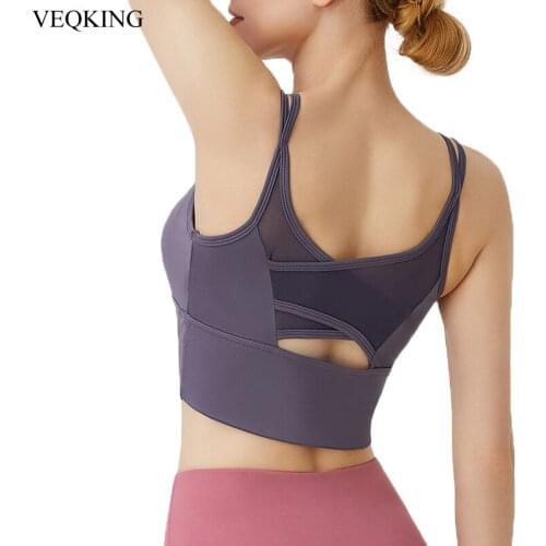 VEQKING Professional High Support Sports Bra Mesh Shockproof Running Fitness Yoga Bra Quick Dry Women Training Sports Bra Top