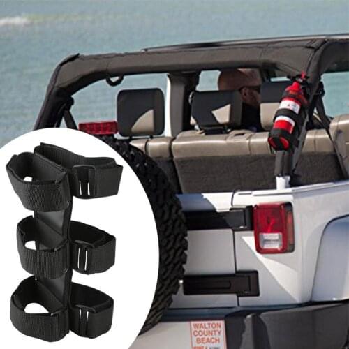 Car Fire Extinguisher Mount Strap For Jeep Wrangler TJ JK JL 97-18 Car Roll Bar Fixed Sundry Fire Extinguisher Holder