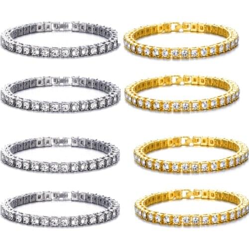 8pcs Luxury 4mm Cubic Zirconia Tennis Bracelets Iced Out Chain Crystal Wedding Bracelet For Women Men Gold Silver Color Bracelet
