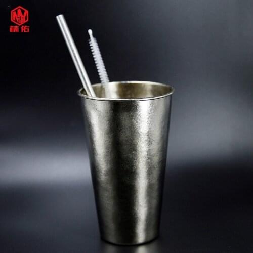 Double Wall Pure Titanium Water Cup Spoon Fork Beer Glass Outdoor Portable EDC Cup