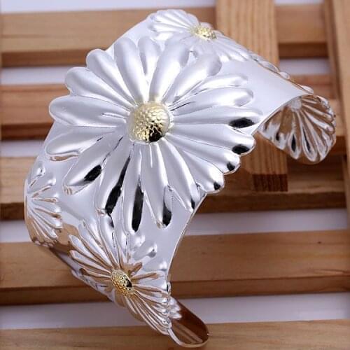 B003 Trendy Silver Color Bracelet 925 Fashion Jewelry Big Chrysanthemum Bangle /aqbajhia Aueajlla