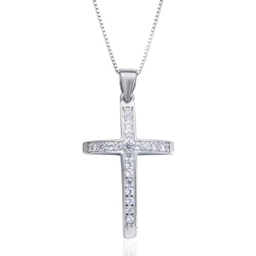 YJAD001672 European and American Fashion Micro-zircon Lady Personality Jewelry S925 Sterling Silver Cross Pendant