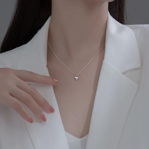 Enosola Real 925 Sterling Silver Glossy Love Hearts Pendant Necklace Bead Chain for Women Hypoallergenic Jewelry