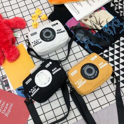 2019 Women Fashion Camera Shape Small Bag For Girls High Quality Canvas Crossbody Shoulder Bag Cute Childlike Messenger Purse