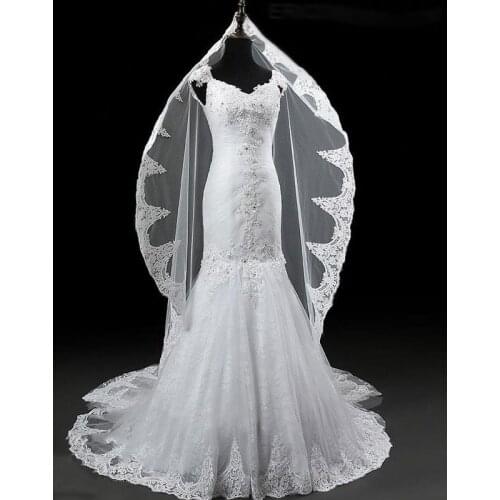 100% Real High-End Embroidery Appliques Tulle Cap Sleeve Mermaid Wedding Dress Luxury Chapel Train V-Neck Lace Up Bridal Gown