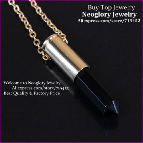 10pcs Nature Hexagon Black Stone Gems Point Bullet Pendant metal Color Casing Necklace Drusy Quartz Druzy Pendant Necklace