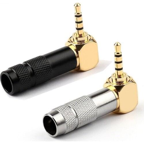 2.5mm Connector 4 Poles 2.5mm Male Plug 90 Degree Gold-plated 2.5mm 4-Pole Right Angle Repair Solder Plug Line Wire Connector