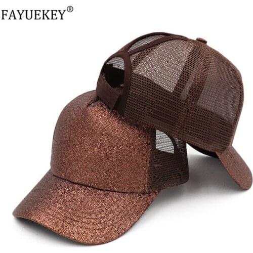 2020 Fashion Ponytail Baseball Cap sequins Snapback Messy Bun Caps For Women Female Summer Mesh Trucker Hat Girl Tennis Hats
