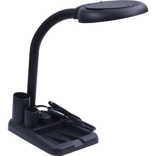 220V,Crafts Glass Lens LED Desk Magnifier Lamp Light 5X 10X Magnifying Desktop Loupe Repair Tools with 40 LEDs Stand(EU plug)