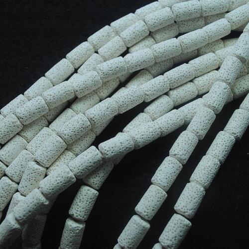 27PCS Nature White Lava Stone Tube Shape 8X15MM For Women Bracelets Making Accessories Hot Selling Free Shipping
