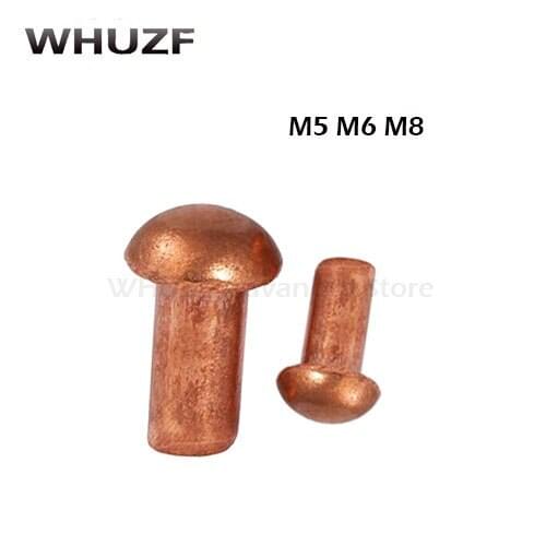 5PCS/10PCS M5 M6 M8*6/8/10/12/16/20/25/30/35mm half round head copper rivet solid rivet half round rivet copper round cap nail
