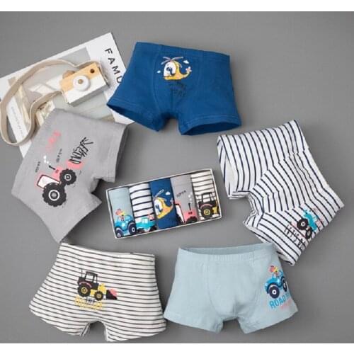 5 pcs/lot Boys Panties Cotton Breathable Kids Underwear Boxer Briefs Children Shorts Pants for Toddler Teenager 3-12y