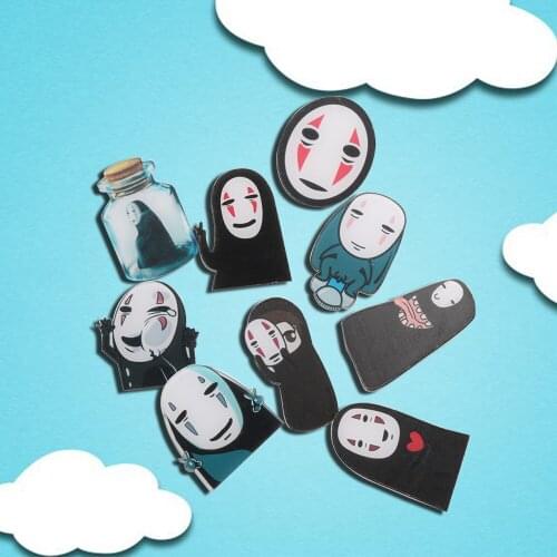 5Pcs No Face Man Japanese Cartoon Harajuku Icon Brooch Acrylic Badges Icons on The Backpack Pin Badge for Clothing Hat Shoes