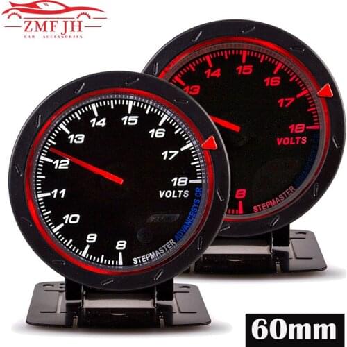 60MM Car meter Black Face Car Auto Voltmeter 8-18 Volt Voltage Gauge With White & Red Lighting For 12V Cars Univensal