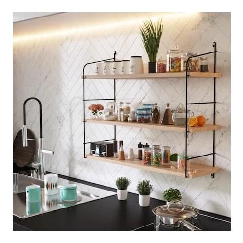 Bino Solid Natural Wood Big size 3 Layer Wall Shelf Bookcase