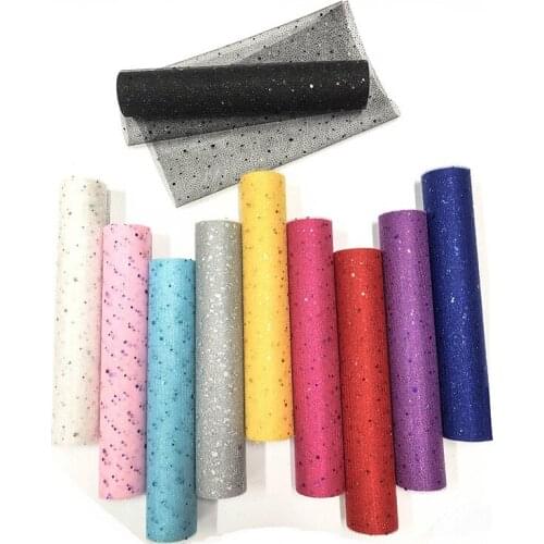 Glitter Yarn Sprinkled With Green Onion Sequins 28CM*5 Yards Decorative Ribbon Skirt Material Roll