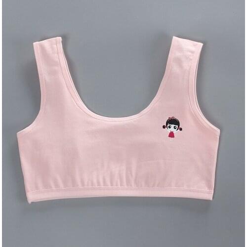 Children Breast Care Girl Bra Kids Solid Color Training Fixed Double Layer Inserts Teenage Lingerie Underwear Puberty Tube Top