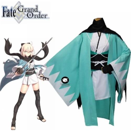 FGO Fate Grand Order Okita Souji Kimono Yukata Dress Uniform Outfit Anime Cosplay Costumes