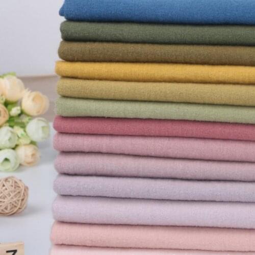 100% Brushed Cotton Fabric Plain Flannel Fabric For Dress Shirts Skirt, Solid Black White Blue Pink Red Beige Grey by the meter