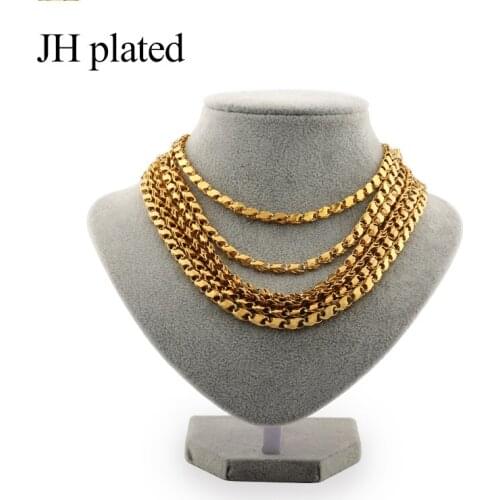 JHplated African Trendy Golden Necklaces width 5mm Length 50 60cm 2metres fashion Men Women Jewelry friend Birthday present gift
