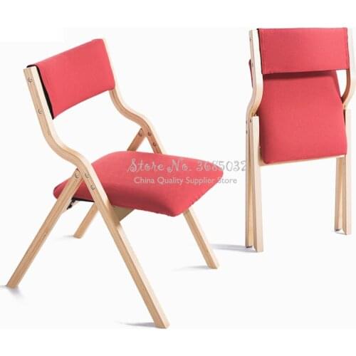 Multicolor Solid Wood Folding Chair Simple Modern Household Cloth Chair with Removable Cloth Cover