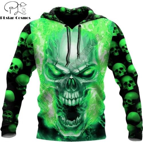 Green Skull Funny Pattern 3D Printed Mens autumn Hoodie Harajuku Unisex Casual Pullover Streetwear Jacket Tracksuits DK233