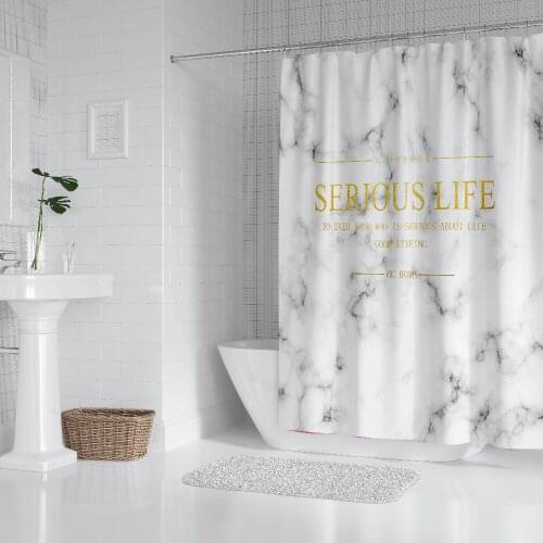 Custom Made Shower Curtain Bathroom Curtain Partition 1.2/1.5/1.8/2x1.8m 1.5x2m 1.8x2m 2x2m 2.4x2m Marble Grain White Black ins