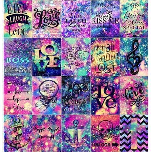 Full Square/ Round Drill Diamond Painting Kit Life Love Text 5D DIY Diamond Embroidery Mosaic Home Decorations Cross Stitch Art