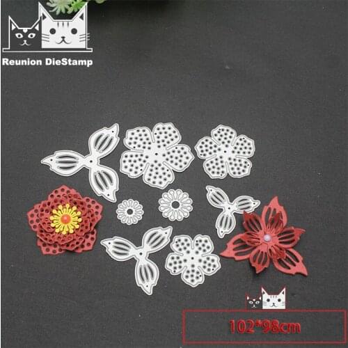 Reunion 2PCS 3D flowers Metal Cutting Dies DIY Scrapbooking Paper Photo Album Crafts Knife Mould Card Embossing Mold Stencils