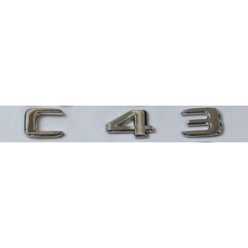 New Chrome ABS Rear Trunk Letters Badge Badges Emblem Emblems Sticker for Mercedes Benz C Class C43 AMG