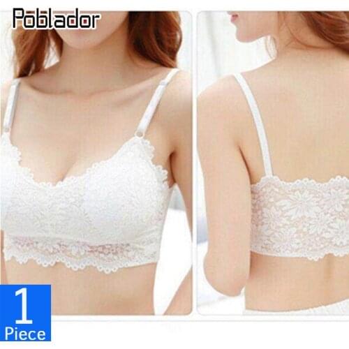 Poblador Hot Sexy Womens Bra Lace Bralette Underwear Wireless Padded Seamless Bra Ultra Strap Padded Bras Homewear Lingerie Br