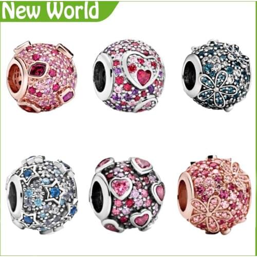 Fit Original Pan Charms Bracelet 925 Sterling Silver Zircon Butterfly love flower charm bead DIY Jewelry Making Berloque