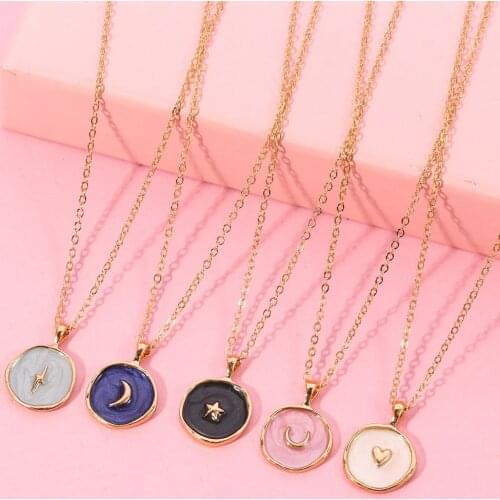 Moon Star Lightning Pendant Necklace for Women Engagement Party Jewelry Chains Necklace Korean Fashion Choker Gifts Wholesale