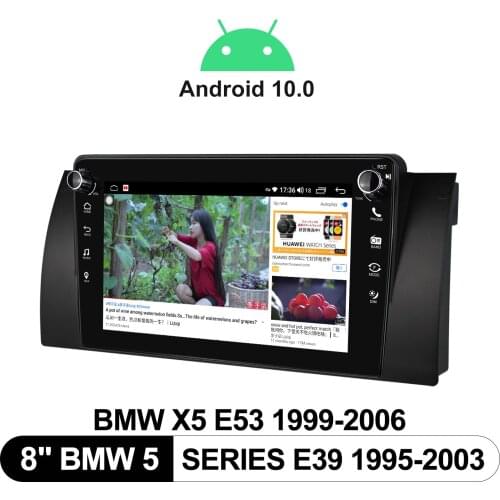 Radio 1din Central Multimedia 8" IPS Screen With Physical Buttons Android 10 For BMW 5 Series E39 1995-2003 BMW X5 E53 1999-2006
