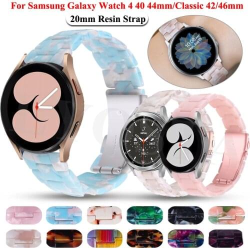 Hot 20mm Resin Wrist Strap For Samsung Galaxy Watch 4 Classic 42 46mm Watchband Bracelet Active 2 Watch4 40 44mm Smartwatch Band