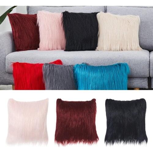Luxury Long Faux Fur Throw Pillow Case Super Soft Plush Cushion Cover Deluxe Home Sofa Bed Car Party Decorative 40x40cm