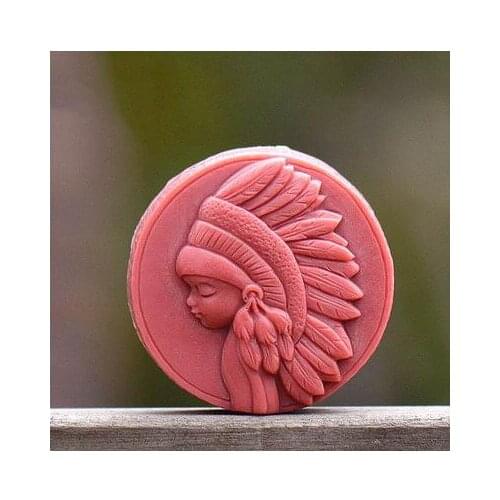 PRZY silicone Africa girl round cake decoration handmade soap candle aroma stone mold