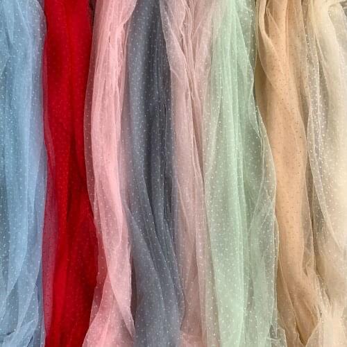 5Yards Khaki Sewing Fabric Tutu Dots Polka Mesh Fabric Flocked Tulle Skirt Net Fabrics For Woman Blouse Dress Wedding Decoration