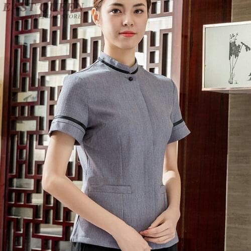Housekeeping cleaning services uniforms hotel accessories women maid waitress room service uniform shirt DD916