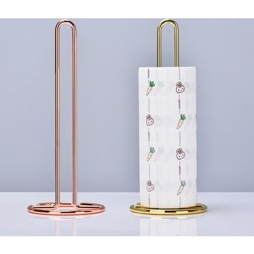 Vertical Wrought Iron Tissue Holder Nordic Ins Wind Gold Paper Towel Kitchen Table Roll Paper Shelf Desktop Storage Shelf