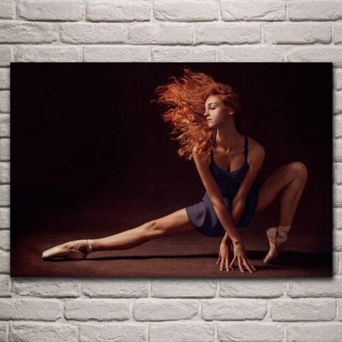 Women redhead ballerina ballet girl dancer bare shoulders living room decor home wall art decor wood frame fabric posters KJ786